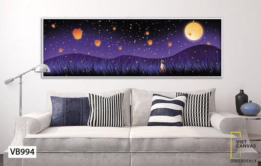 Tranh Cô Bé và Đèn Trời Trong Đêm - VB994