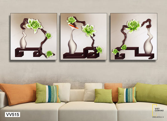 Tranh Những Lọ Hoa Và Bàn Gỗ - VV515