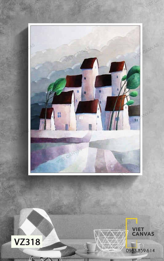 Tranh Những Ngôi Nhà Mái Đỏ - VZ318