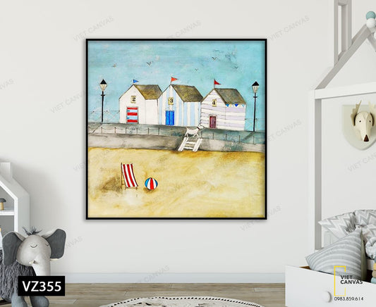 Tranh Những Ngôi Nhà Bên Ven Biển - VZ355