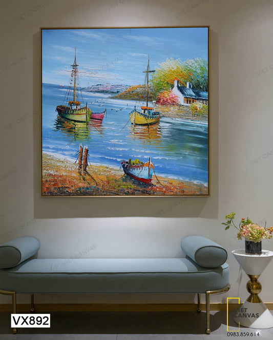 Tranh Tàu Đánh Cá Neo Đậu - VX892