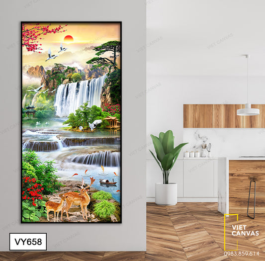 Tranh Thác Nước Và Rừng Núi - VY658