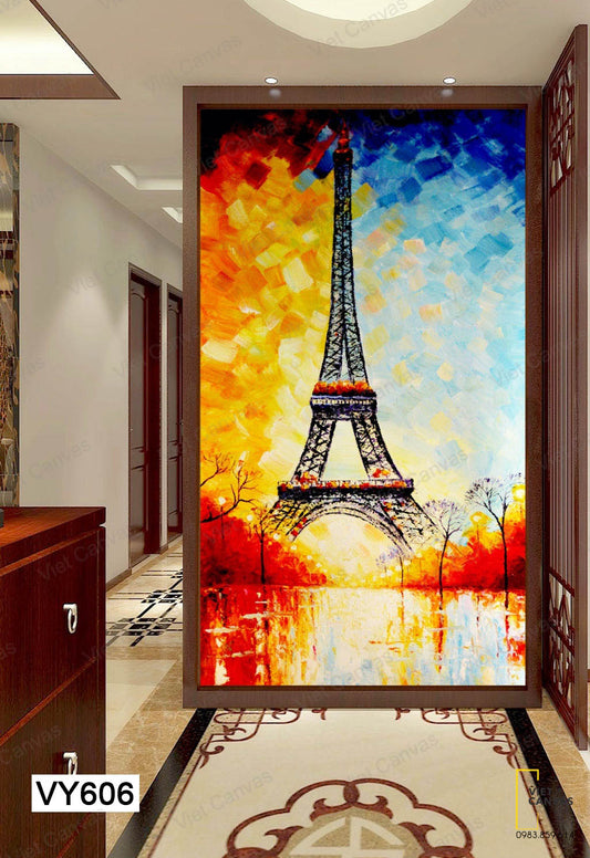 Tranh Tháp Eiffel Với Những Vệt Màu Rực Rỡ - VY606