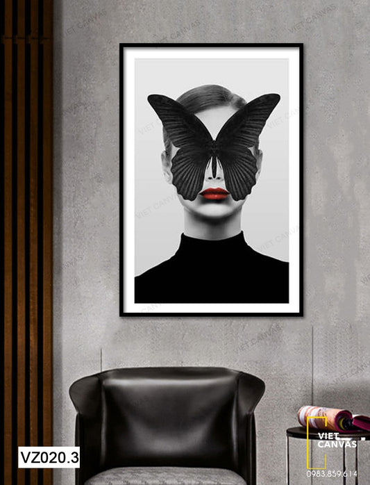 Tranh Cô Gái Cá Tính Bên Cánh Bướm - VZ020.3