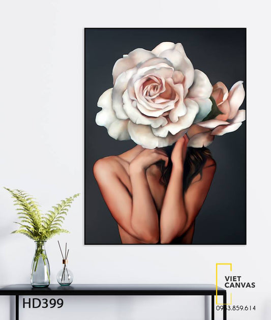 Tranh Thiếu Nữ Bên Hoa - HD399
