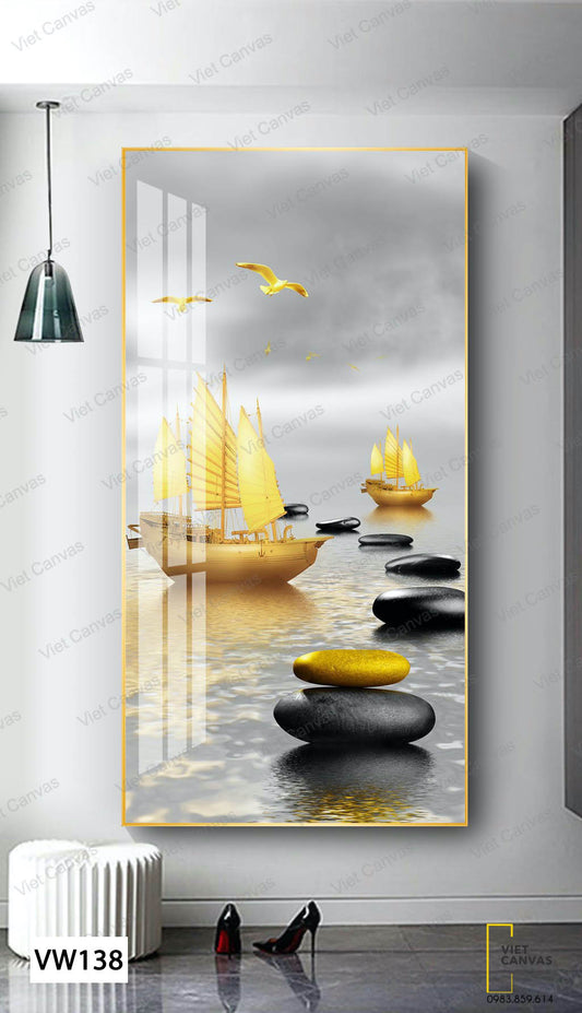 Tranh Thuyền Buồm Lặng Yên Trên Biển - VW138