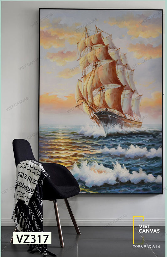 Tranh Thuyền Lớn Trên Biển - VZ317