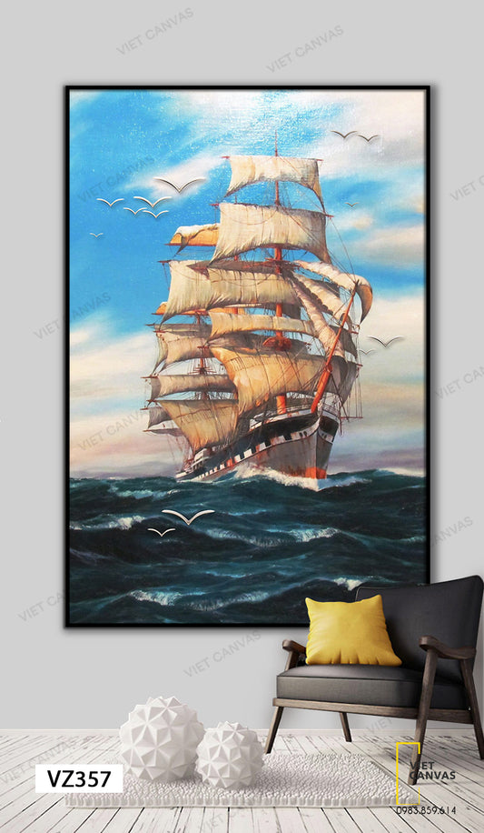 Tranh Thuyền Lớn Trên Biển Cả - VZ357