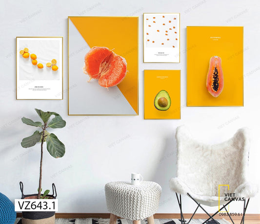 Bộ 5 Tranh Trái Cây Ấn Tượng - VZ643.1