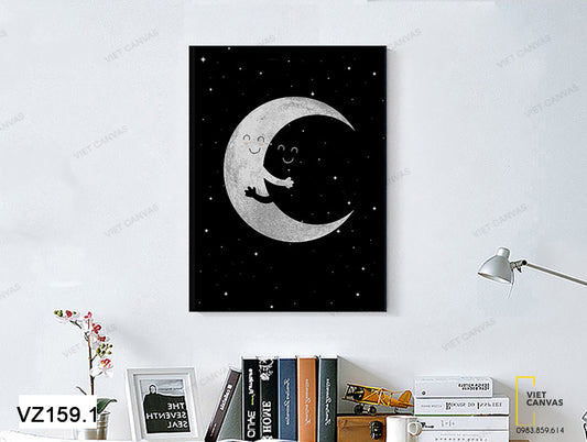 Tranh Trăng Khuyết Trắng Đen - VZ159.1