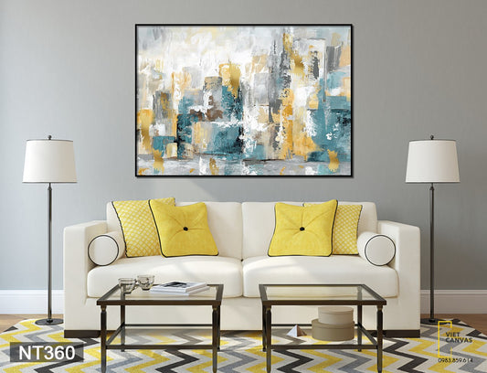 Tranh Trừu Tượng Trắng Xanh - NT360