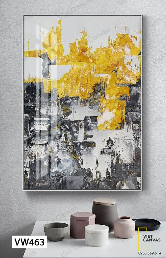 Tranh Trừu Tượng Đen Vàng Trắng - VW463