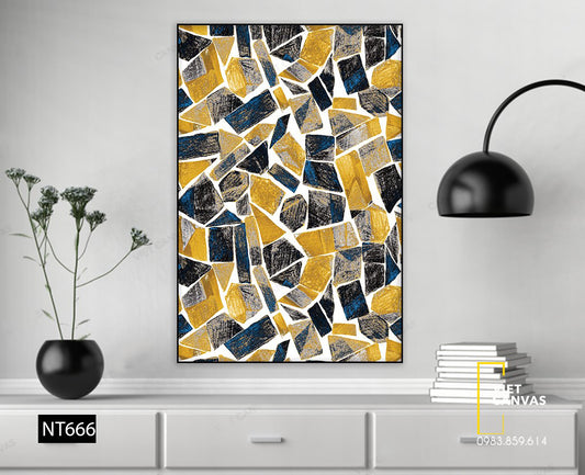 Tranh Trừu Tượng Vàng Đen - NT666