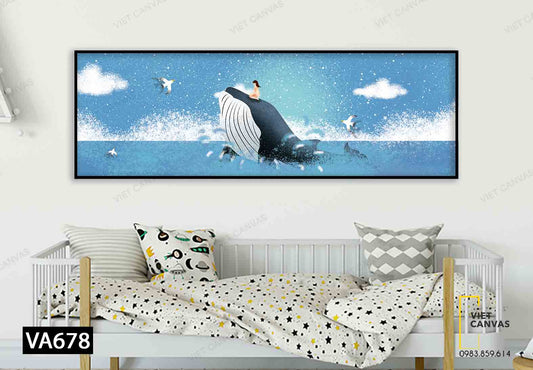 Tranh Ước Mơ Bay Cùng Chú Cá Voi - VA678
