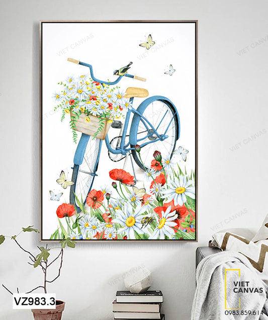 Tranh Xe Đạp Và Hoa - VZ983.3