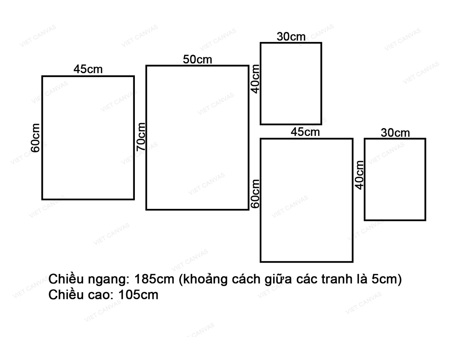 Bộ 5 Tranh Trái Tim Và Lông Vũ - VV377.1