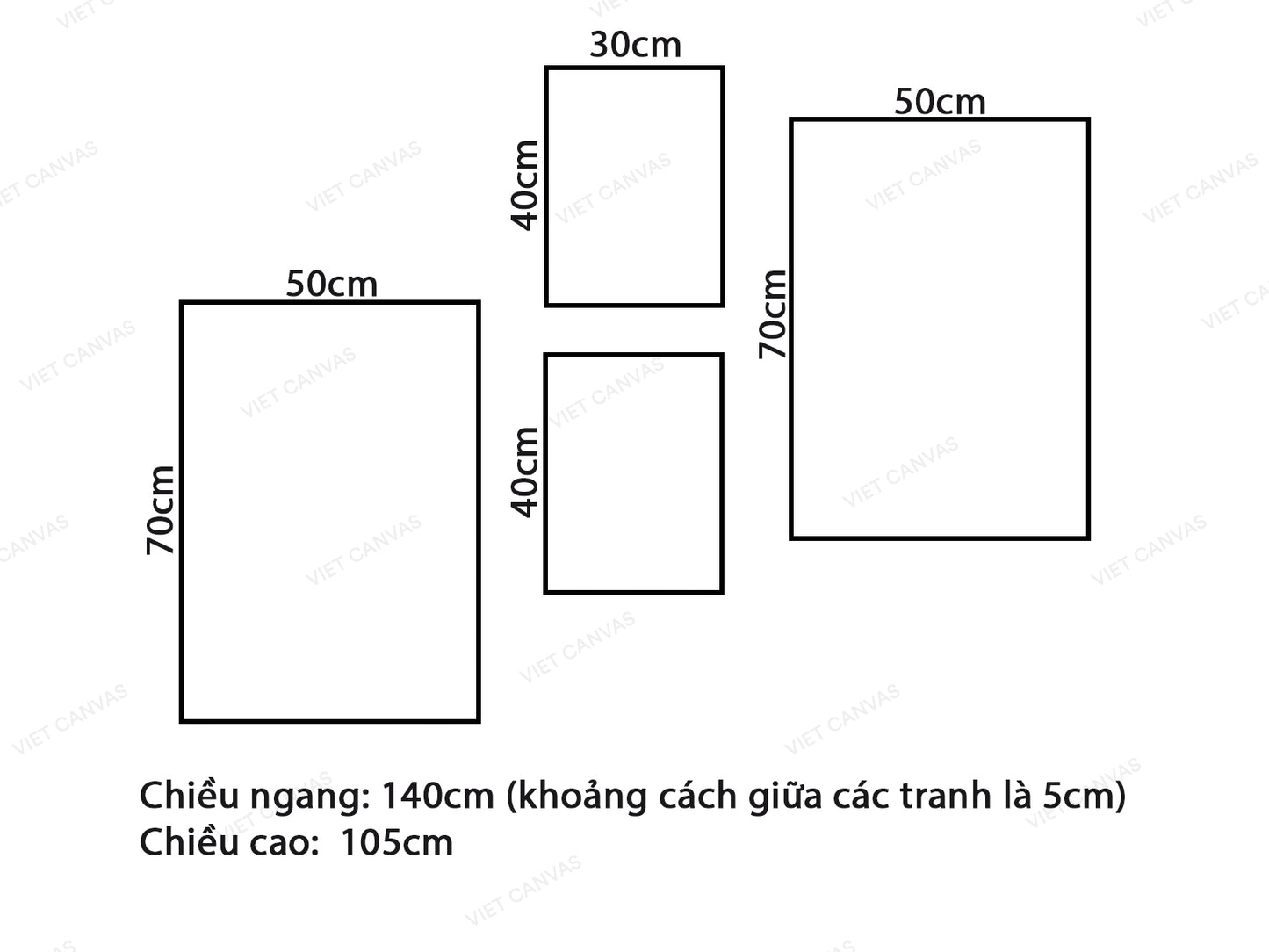 Bộ 4 Tranh Lá, Hạc Và Chữ - VW361.2